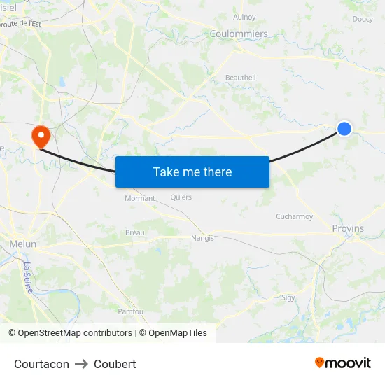 Courtacon to Coubert map