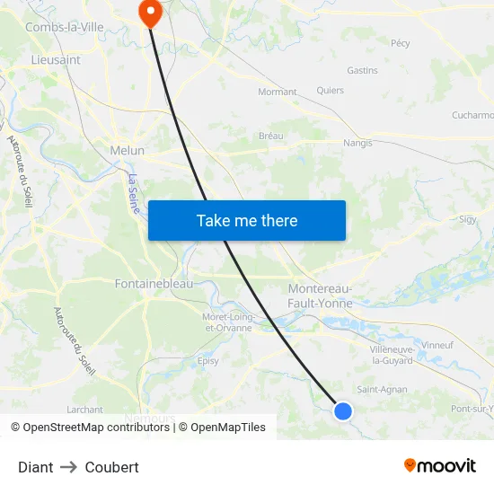 Diant to Coubert map