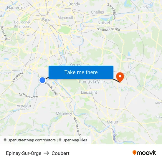 Epinay-Sur-Orge to Coubert map