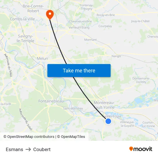 Esmans to Coubert map