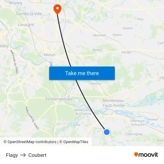 Flagy to Coubert map