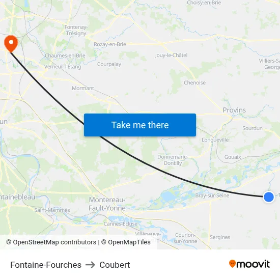 Fontaine-Fourches to Coubert map