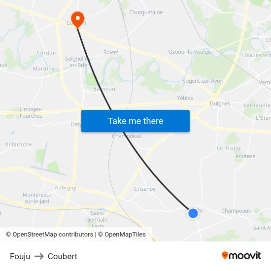 Fouju to Coubert map