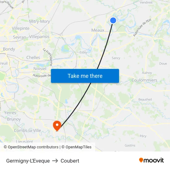 Germigny-L'Eveque to Coubert map
