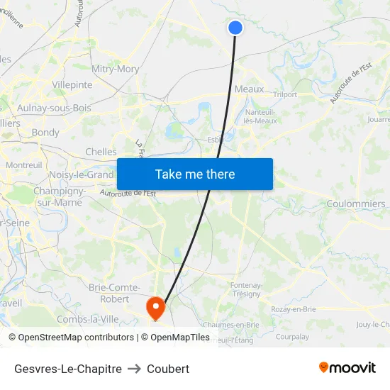Gesvres-Le-Chapitre to Coubert map