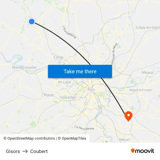 Gisors to Coubert map