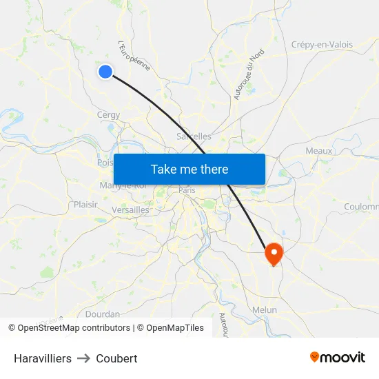 Haravilliers to Coubert map