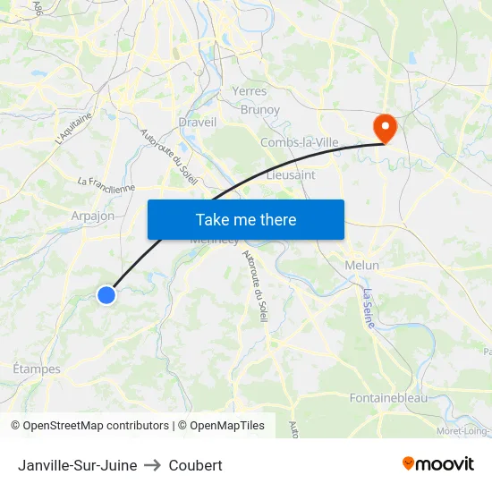 Janville-Sur-Juine to Coubert map