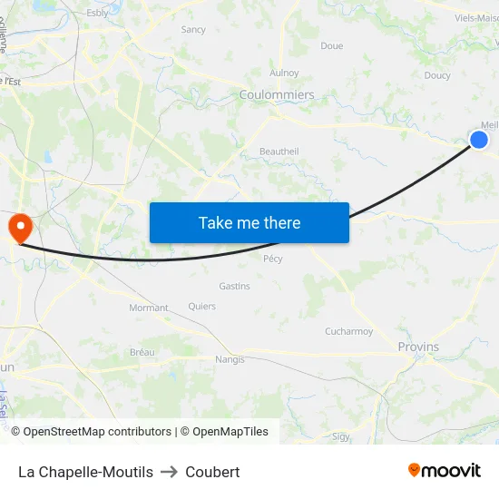 La Chapelle-Moutils to Coubert map