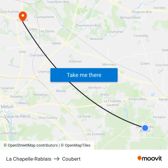 La Chapelle-Rablais to Coubert map