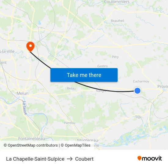 La Chapelle-Saint-Sulpice to Coubert map