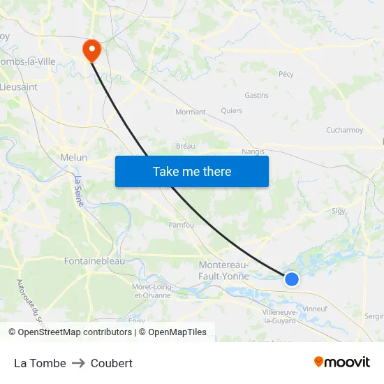 La Tombe to Coubert map