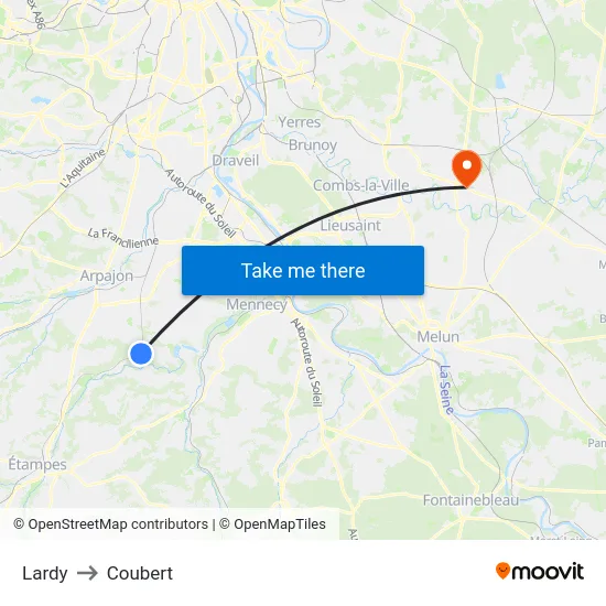 Lardy to Coubert map