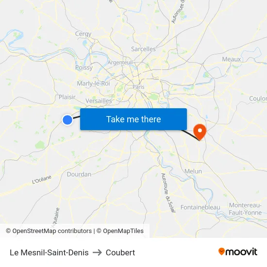 Le Mesnil-Saint-Denis to Coubert map