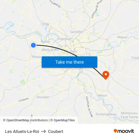 Les Alluets-Le-Roi to Coubert map