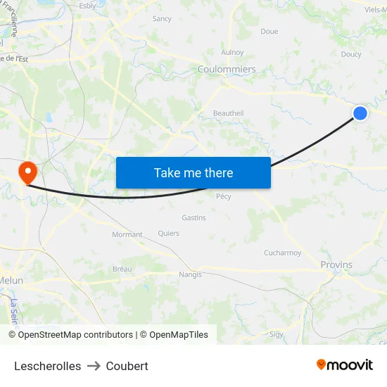 Lescherolles to Coubert map