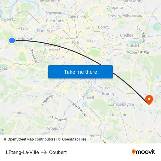 L'Etang-La-Ville to Coubert map