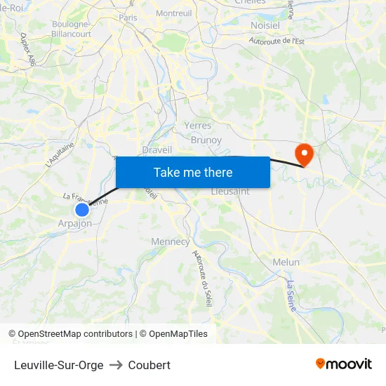 Leuville-Sur-Orge to Coubert map