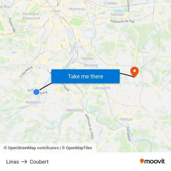 Linas to Coubert map