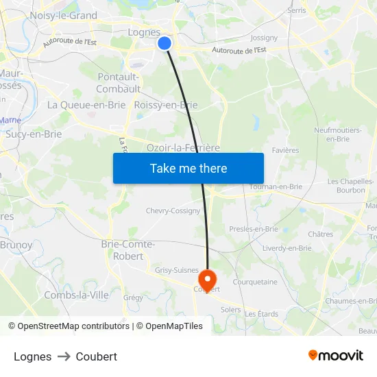 Lognes to Coubert map