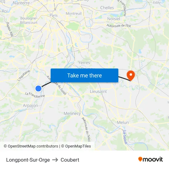 Longpont-Sur-Orge to Coubert map