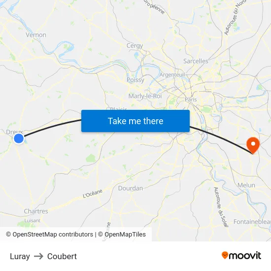Luray to Coubert map