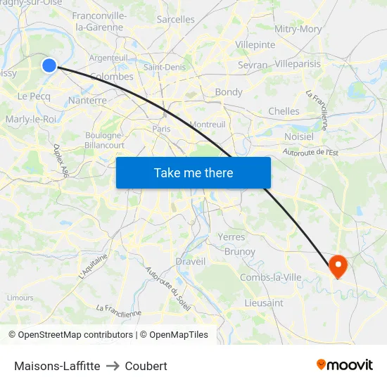 Maisons-Laffitte to Coubert map