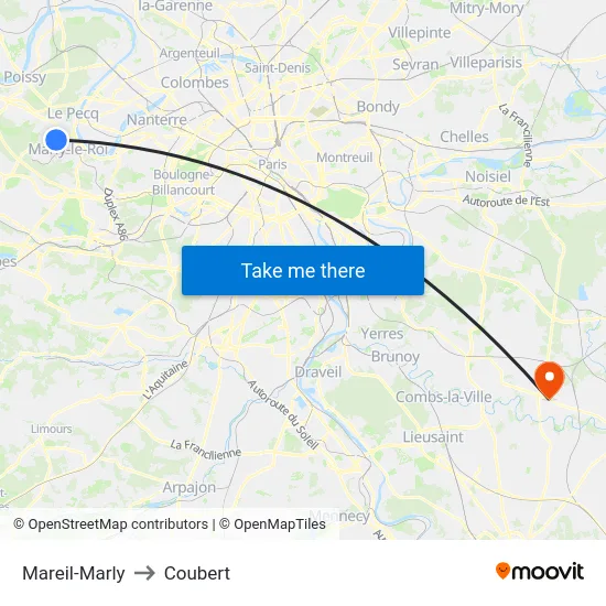 Mareil-Marly to Coubert map