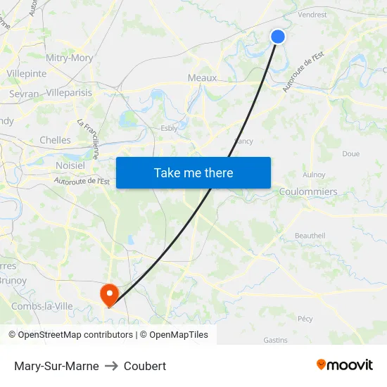 Mary-Sur-Marne to Coubert map