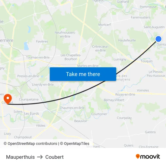 Mauperthuis to Coubert map