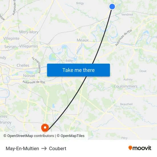 May-En-Multien to Coubert map