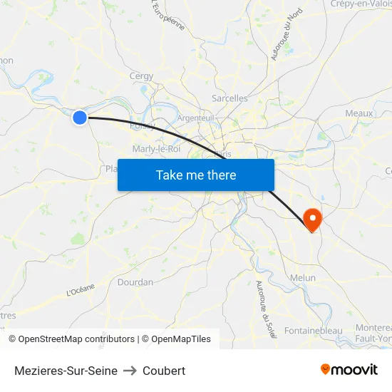 Mezieres-Sur-Seine to Coubert map