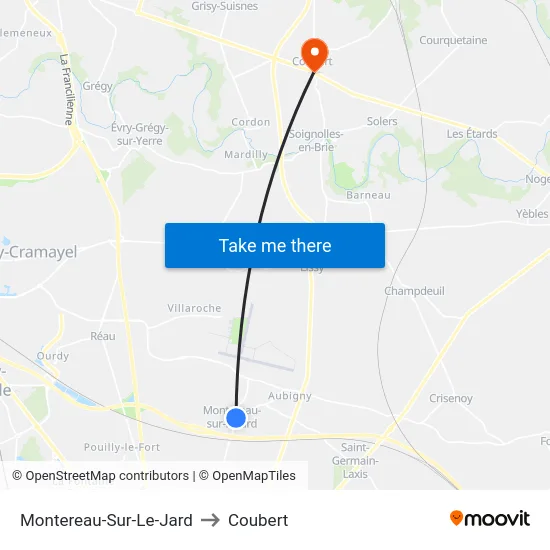 Montereau-Sur-Le-Jard to Coubert map