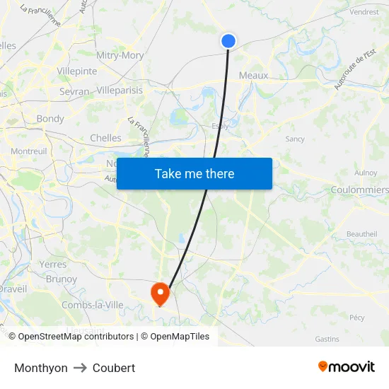 Monthyon to Coubert map