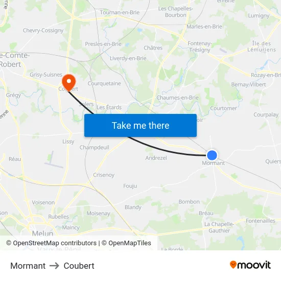 Mormant to Coubert map