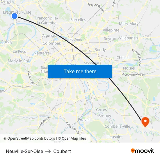 Neuville-Sur-Oise to Coubert map