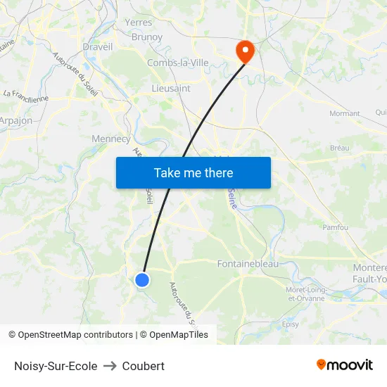 Noisy-Sur-Ecole to Coubert map