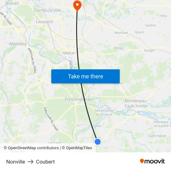 Nonville to Coubert map