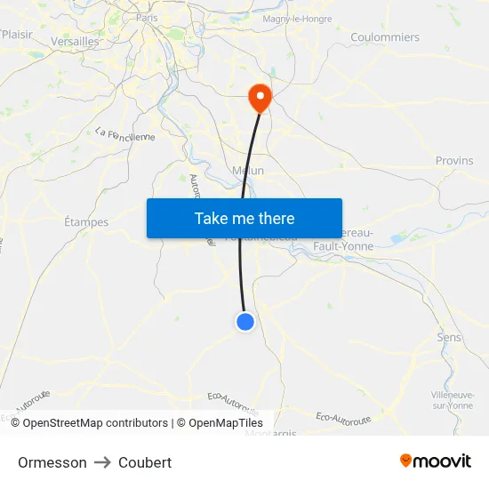 Ormesson to Coubert map