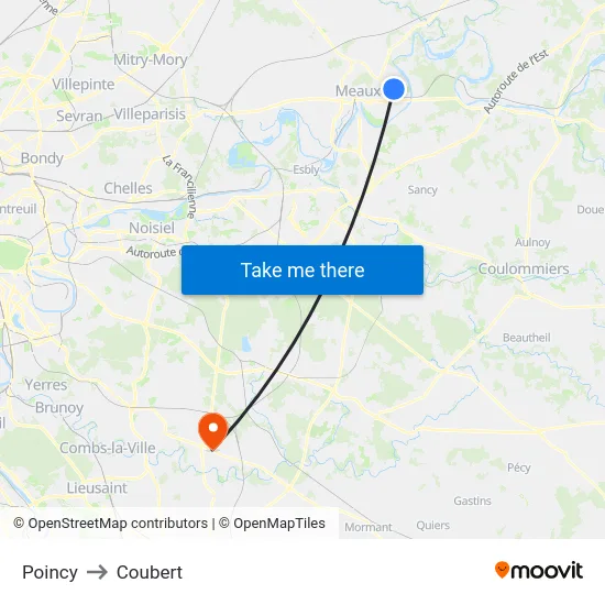 Poincy to Coubert map