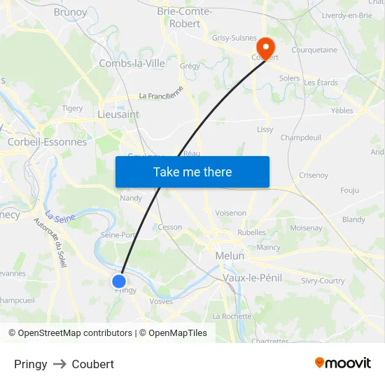 Pringy to Coubert map