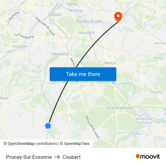 Prunay-Sur-Essonne to Coubert map