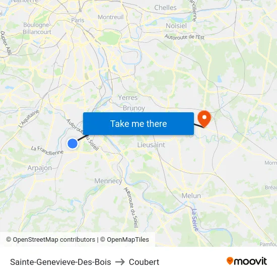Sainte-Genevieve-Des-Bois to Coubert map