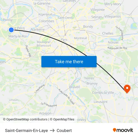 Saint-Germain-En-Laye to Coubert map