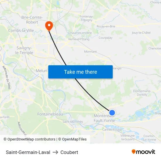 Saint-Germain-Laval to Coubert map