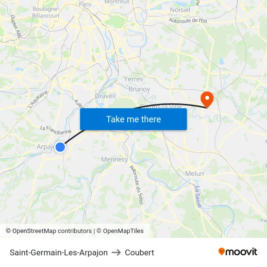 Saint-Germain-Les-Arpajon to Coubert map