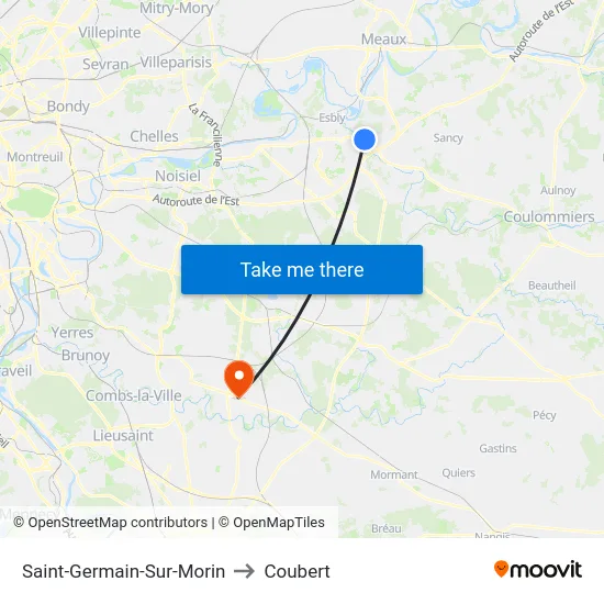 Saint-Germain-Sur-Morin to Coubert map