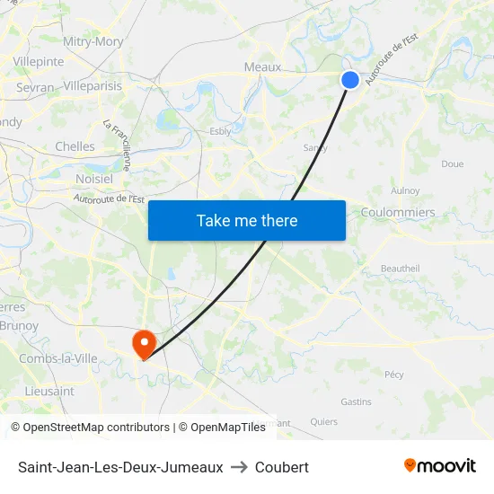 Saint-Jean-Les-Deux-Jumeaux to Coubert map
