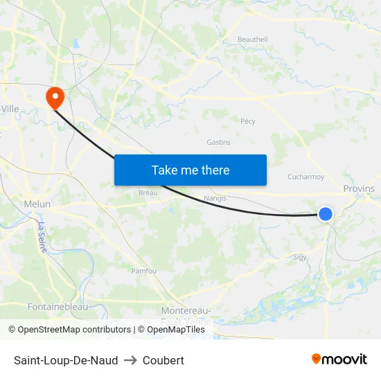 Saint-Loup-De-Naud to Coubert map
