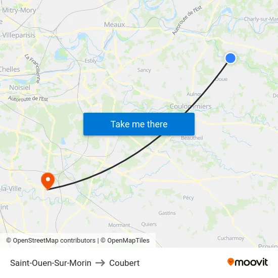 Saint-Ouen-Sur-Morin to Coubert map